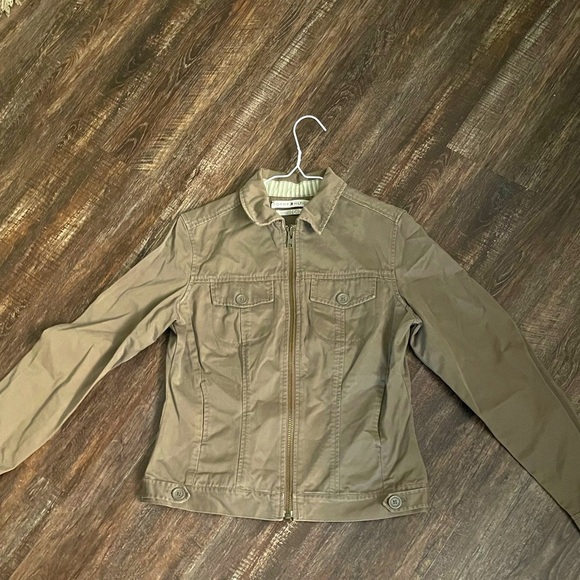 Tommy Hilfiger green motorcycle jacket size medium - Picture 2 of 7
